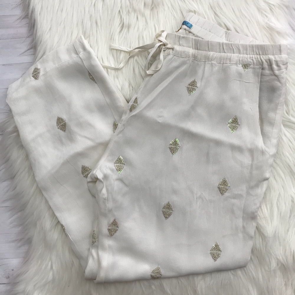 Anthro Leifnotes Embroidered Sequin Pants